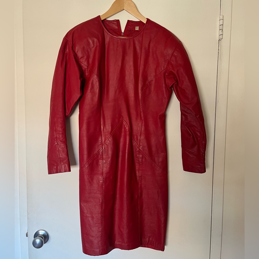 1980’s Ambria vintage red leather dress